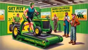 Steinhauser's Sealy, TX An illustrative scene at a John Deere store showcasing the new John Deere Treadmill Tractor. This unique piece of fitness equipment is a treadmill d2 Steinhauser's Sealy, TX An illustrative scene at a John Deere store showcasing the new John Deere Treadmill Tractor. This unique piece of fitness equipment is a treadmill d2