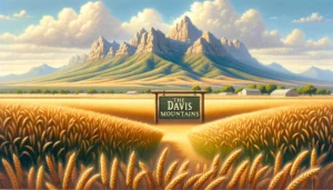 'The Davis Mountains', set in the foreground of a vast wheat field, with the Davis Mountain (1)