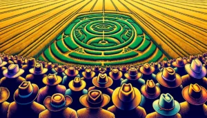 Crop Circles & Cowboy Hats - A vibrant and detailed close-up illustration showing a scene of crop circles and cowboy hats, creating a unique and whimsical blend of themes. The ima (2)