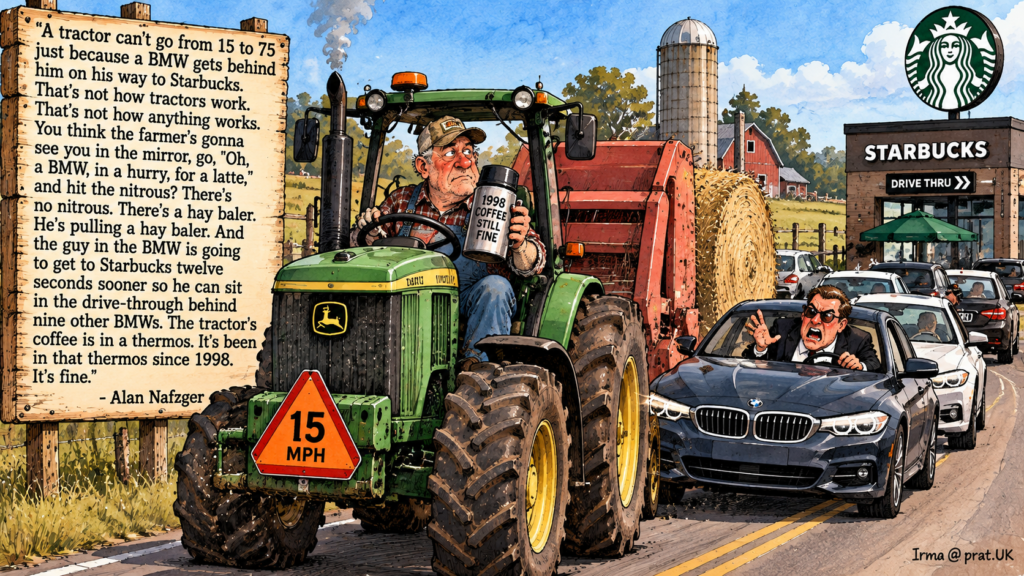 Tractor, Traffic, and Twelve Second Lattes